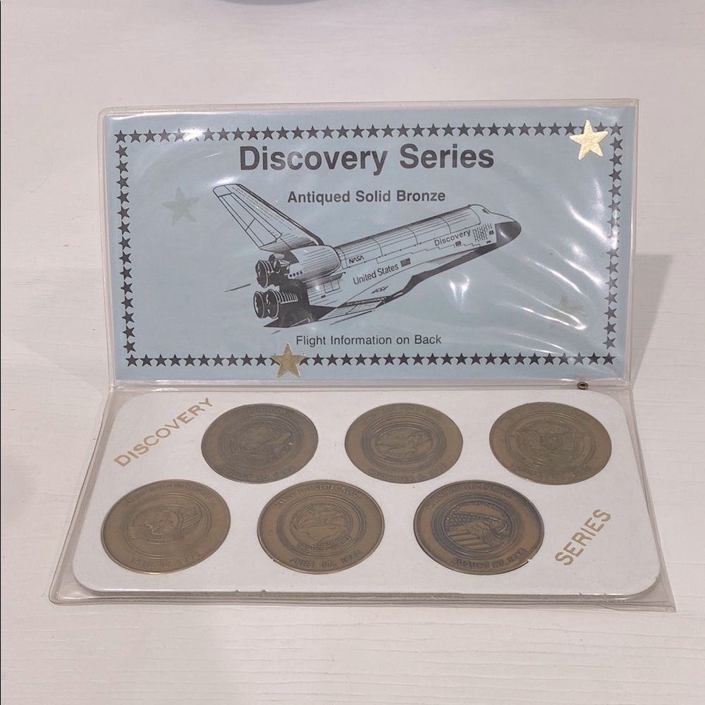 Discovery Series Antiqued 6 Solid Bronze Coins NASA Space Shuttle